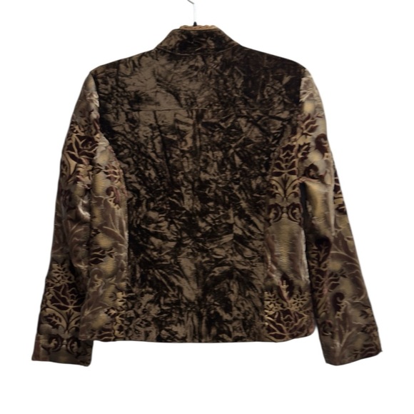 Chicos Velvet Burnout Chocolate Chic Elegant Boho Shimmery Lace Floral Jacket - Picture 5 of 12